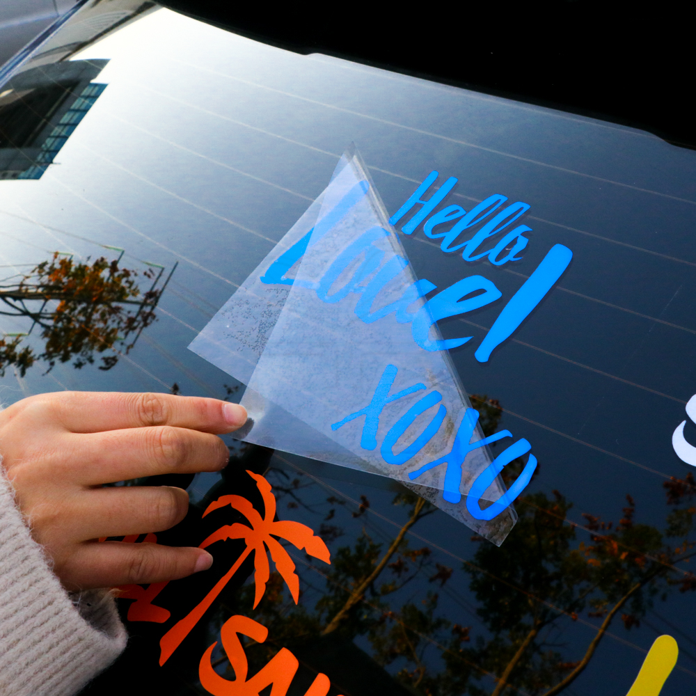 Blue car window sticker