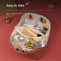 Sac de voyage multifonctionnel vintage en cuir PU gaufré en trois dimensions avec fermeture éclair, résistant à l'usure et de grande capacité, pour cosmétiques et maquillage