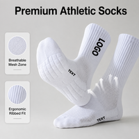 Chaussettes athlétiques côtelées personnalisées EM ODM avec logo et texte, semelle à coussinets en grille, chaussettes respirantes en maille pour les sports d'équipe, l'entraînement quotidien