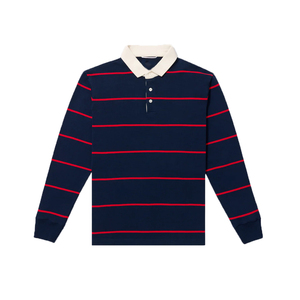เสื้อโปโลรักบี้ทรงโอเวอร์ไซส์สำหรับผู้ชาย ทรงหลวม ผ้าคอตตอนผสมเนื้อหนา แขนยาว สวมใส่สบาย - Product Image 1