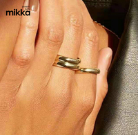 Bague à géométrie Double cercle pour femmes, bijoux de bonne qualité en acier inoxydable, PVD, offre spéciale