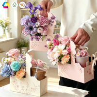 Boîte cadeau en carton en forme de fleur personnalisée, boîte en papier florale créative pour bouquet de la fête des mères, emballage cadeau et artisanat