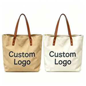 Sac fourre-tout en toile écologique avec fermeture éclair, grande capacité, réutilisable, pour les courses quotidiennes, le rangement des courses, logo personnalisé - Product Image 3