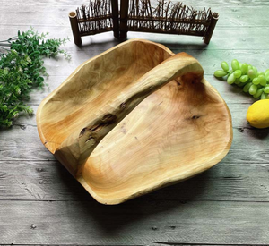 Cesta artesanal de madera de raíz con asa, comida de exhibición de cuenco de frutas y verduras, cesta de madera de estilo Natural de gran tamaño, cuenco grande sólido - Product Image 4
