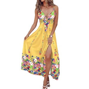 Vestido Midi Sexy con Tirantes y Estampado Floral, Estilo Veraniego para Mujer, con Cordones y Estampado Digital, Transpirable, Muy Popular - Product Image 5