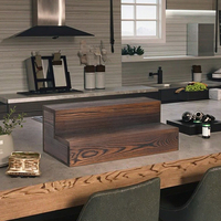 Présentoir Rustique en Bois à 2 Niveaux, Style Américain, pour Bouteilles, Cupcakes, Bijoux et Collections – Organisateur de Comptoir