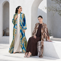 Abaya islamique pour femmes Loriya, disponible en 2 couleurs, vente en gros, tissu marbré imprimé, long kimono cardigan, robe islamique modeste