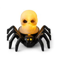 En gros, Décoration de fête d'Halloween pour maison hantée : Lumière LED araignée en plastique, Tête de bougie LED effet crâne ou effet bougie fondue, Bougie sans flamme à piles