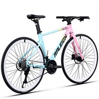 Vélo de route Lanling en acier au carbone avec cadre rigide, fourche à ressort, suspension, passage interne des câbles, freins à disque doubles, design de course, 120 kg