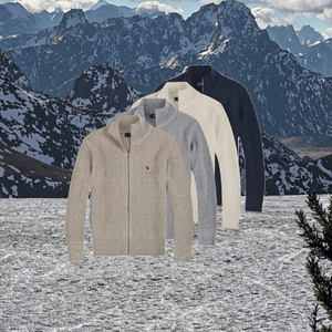 Pull en maille à <span class=keywords><strong>col</strong></span> <span class=keywords><strong>roulé</strong></span> à manches longues pour <span class=keywords><strong>homme</strong></span>, coupe ajustée, mode d'hiver, avec logo personnalisé, fermeture éclair - Product Image 2