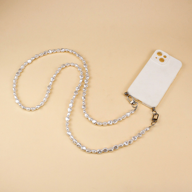 Handmade Pearl Phone Strap Bag Chain Jewelry Crossbody Long Minimalist Beaded Phone Lanyard Phone Charm Bag Chain