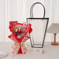CLTF 2026 Nouveau Design Bouquet de Fleurs de Savon en Forme de Cœur en Acrylique Bobo Ball Cadeaux de la Saint-Valentin avec Poupée Ours en Peluche