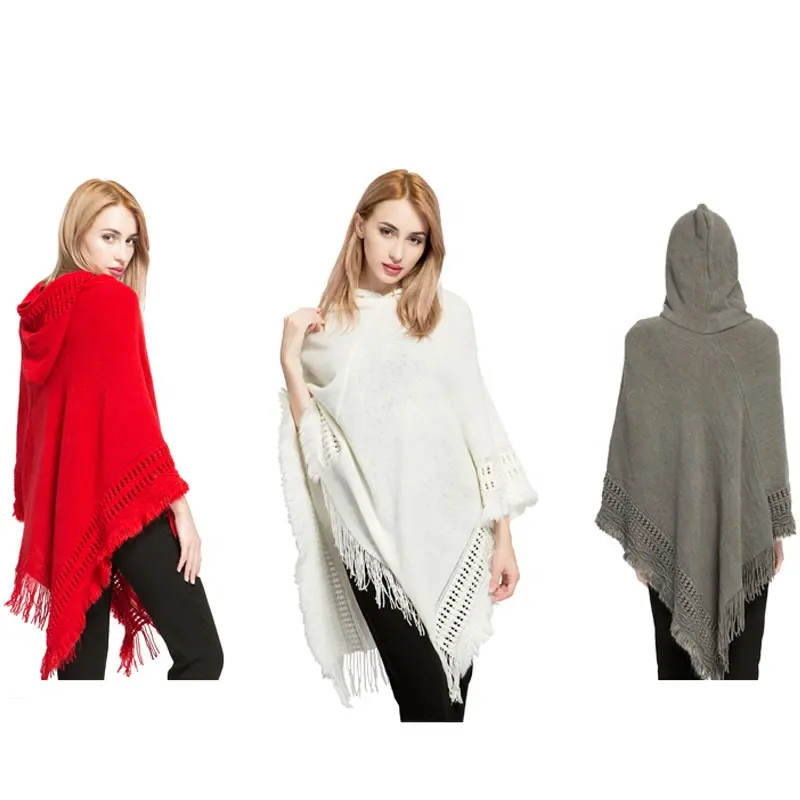 Large size tasselled hooded sweater mimicking cashmere other winter jacquard scarves & shawls
