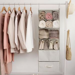 Organisateur de placard suspendu non tissé à 12 niveaux, grande étagère de rangement pliable avec 2 crochets robustes, organisateur de garde-robe, vente en gros d'usine - Product Image 1
