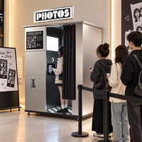 Mesin Photo Booth Layar Sentuh Stainless Steel untuk Smartphone SLR dengan Sistem Pembayaran dan Pencetakan Instan