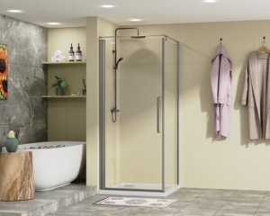 90X90X190cm <span class=keywords><strong>Salle</strong></span> de douche à porte pivotante carrée oxydée <span class=keywords><strong>en</strong></span> métal à la mode avec verre trempé de 6mm - Product Image 1