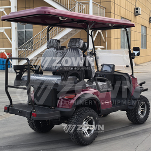 High Lifted Burgundy 6 Seater Golf Cart Side <b>Turn</b> Mirrors Deep Tread Tires For Mountain Camp <b>Off</b>-Road Leisure Trips - Product Image 6