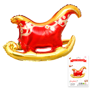 Decoración Navideña, Globo de Aluminio con Forma de Reno y Trineo de Santa Claus, Dorado, 4D, Tamaño Grande - Product Image 2