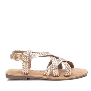 Sandalias Planas para Mujer Carmela, Doradas 161648, con Correa Tejida, Estilo Veraniego - Product Image 1
