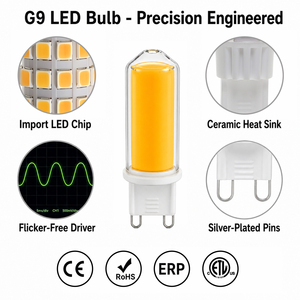 Bombilla LED COB G9 de 4.2W, Regulable, Sin Parpadeo, 2700K 3000K 4000K 5000K, Certificación CE RoHS ETL, Luz de Vidrio G9 - Product Image 2