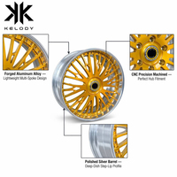 Nouvelles jantes en alliage d'aluminium forgé multi-rayons dorées avec lèvre argentée brossée 19-24 pouces pour Mercedes et Audi