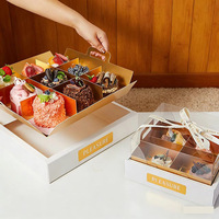 Boîtes à gâteaux en gros transparentes en carton ondulé 4x9 grilles, emballage mini-gâteaux à emporter, finition mate pour gâteaux et tartes aux fruits