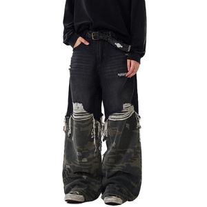 Pantalones de Camuflaje con Parches para Hombre, Estilo Vintage, Holgados, Casuales, Rectos, Desgastados, Tallas Grandes, Venta al por Mayor - Product Image 5