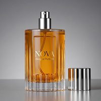 Vente en gros de flacons de parfum en verre cylindriques personnalisés, 100 ml, vides, emballage en carton mat, vaporisateur à pompe