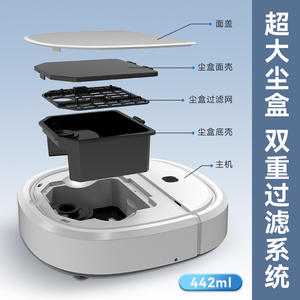 Aspiradora Robótica Blanca y Negra Yq1513, con Batería, Navegación Aleatoria, Función de Barrido, Succión y Fregado - Product Image 4