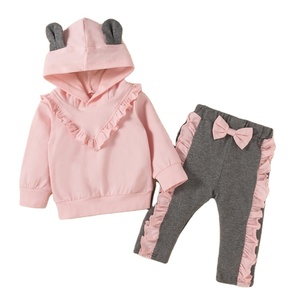 Vêtements pour enfants, tenues pour bébés, ensembles de sweats à capuche en coton biologique pour filles, fabriqués en Chine - Product Image 1