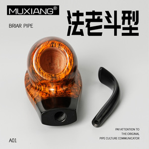Briarwood Smoking Pipe Bent Type Gold Smooth Black Pharaoh Style Tobacco Pipe For Men - Product Image 5