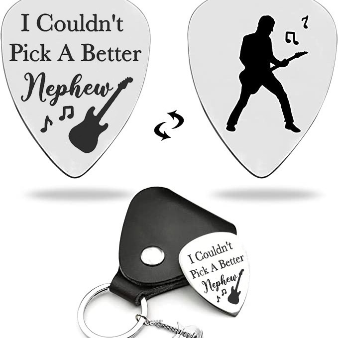 Guitar Pick+leather case+guitar pendant