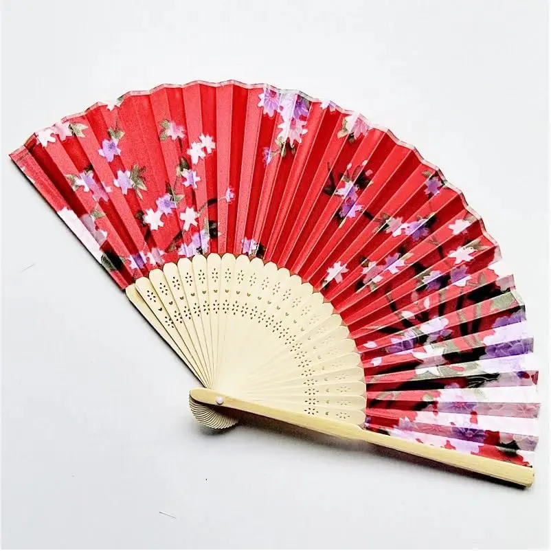 Ventilador de mão de bambu para dança chinesa vintage, moda tradicional, ventilador de flores para fãs de mão de casamento