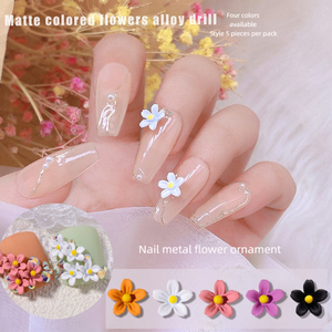 5pcs Metal Flower Nail Charms Black White Frosted Small 3D Nail <b>Art</b> Accessories for Manicure - Product Image 5