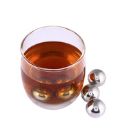 Pierre à whisky ronde en acier inoxydable réutilisable, glaçon artificiel en acier inoxydable, accessoires de table