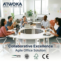Table de formation modulaire, bureau de collaboration reconfigurable pour salles de réunion et de séminaires
