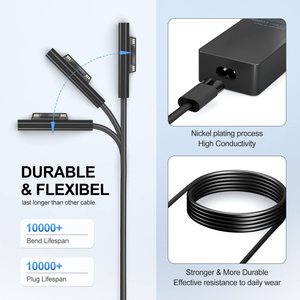 Adaptateur de <span class=keywords><strong>chargeur</strong></span> pour ordinateur portable Microsoft <span class=keywords><strong>Surface</strong></span> <span class=keywords><strong>Pro</strong></span> 8 <span class=keywords><strong>X</strong></span> 7 6 5 4 3, 65W 15V 4A, <span class=keywords><strong>chargeur</strong></span> d'alimentation <span class=keywords><strong>Surface</strong></span>, type électrique - Product Image 2