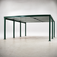 Abri de jardin vert pour 3 voitures, abri à pente simple, structure galvanisée, abri de garage métallique, auvent pour villa et jardin