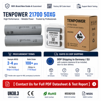 Batterie d'origine Grade A Ten Power 70A à décharge 5000mAh 3.6V 21700-50XG INR21700 21700 Tenpower 50xg pour pack Akku personnalisé