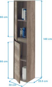 1400mm <strong>Tall</strong> Cabinet MDF <strong>Bathroom</strong> Cabinet Furniture with Large <strong>Storage</strong> - Product Image 3