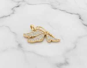 Colgante de Mariposa con Diamantes en Oro de 14 Quilates, Joyería Fina Elegante en Opciones de Oro Rosa, Blanco y Amarillo - Product Image 4