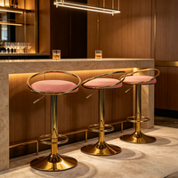 Tabourets de bar roses modernes de luxe, durables, pivotants, réglables en hauteur, ergonomiques, en métal, pour la maison, le bar et l'hôtel, fabriqués en usine en gros