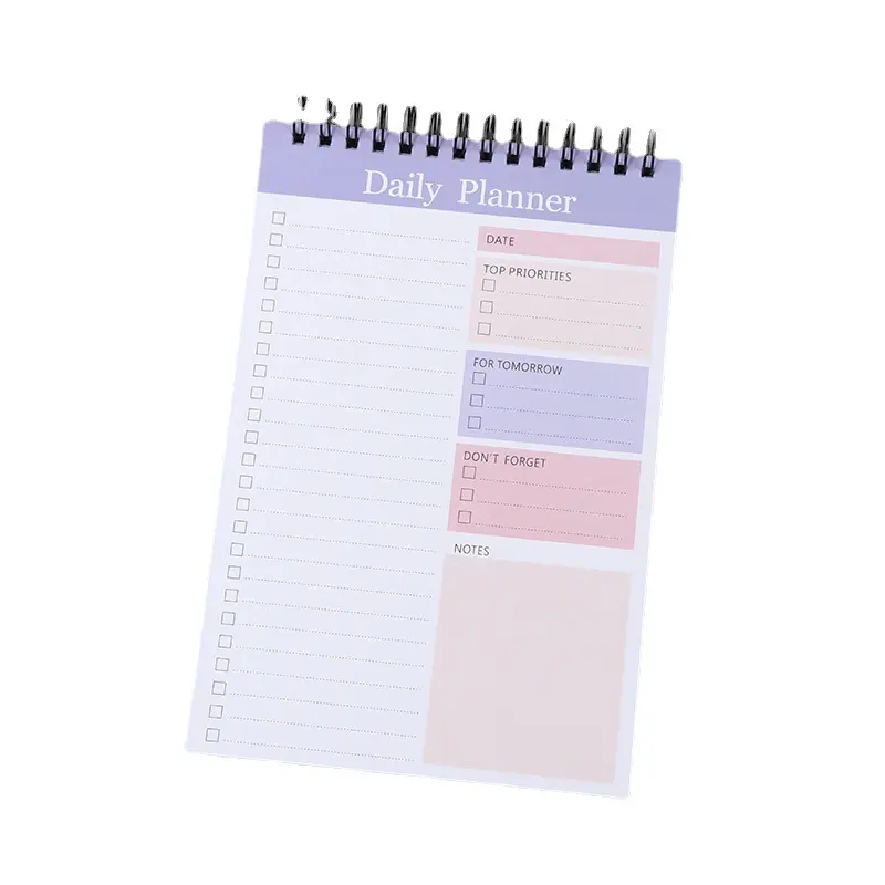 Fabbrica all'ingrosso stile semplice quattro colori set bobina di ripresa libro addensato studente day planner notebook semplice blocco note a mano