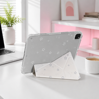 Étui pour iPad à imprimé étoiles, support pliable en Y, dos rigide transparent en PC, cadre antichoc en TPU, housse de protection pour tablette réglable multi-angles