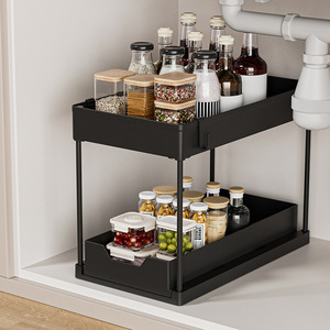 La migliore vendita di scaffali scorrevoli a doppio livello <span class=keywords><strong>cremagliera</strong></span> multifunzionale sotto il lavandino portaoggetti in stile cassetto Snack Organizer Rack - Product Image 3