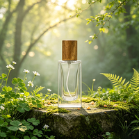 Vente en gros de flacons de parfum carrés de luxe de 30 ml en verre transparent poli avec compte-gouttes et impression sérigraphique pour hommes et femmes