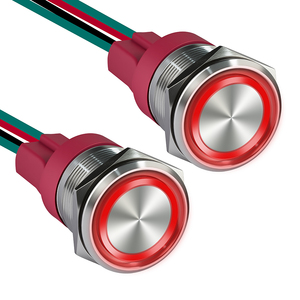 Stainless Steel Aluminum Latching <b>Push</b> <b>Button</b> <b>Switch</b> 16mm 19mm 22mm IP65 Waterproof LED Ring Illuminated 12V 15A - Product Image 1