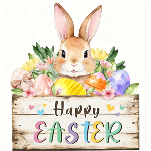 Easter Decor Welcome Sign Rabbit Painted Eggs Wooden Hanging <b>Plaque</b> Colorful Spring Festival Door Wall Decoration for <b>Home</b> Party - Product Image 3