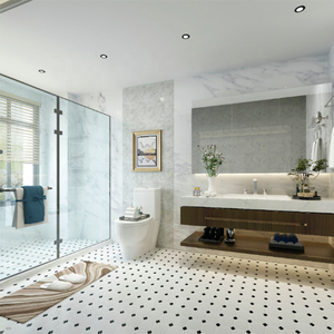Mosaïque en céramique de haute qualité pour décoration murale intérieure simple, forme octogonale <span class=keywords><strong>et</strong></span> carrée, mélange de <span class=keywords><strong>blanc</strong></span> <span class=keywords><strong>et</strong></span> de <span class=keywords><strong>noir</strong></span>, 6 mm - Product Image 5