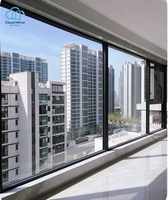 Fenêtre à battant en aluminium, ouverture côté droit, grande fenêtre fixe avec vue sur la mer, isolation phonique et thermique, verre trempé